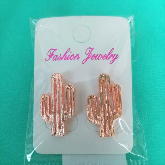 Cactus Rose Gold Earrings - Picture 2 of 2